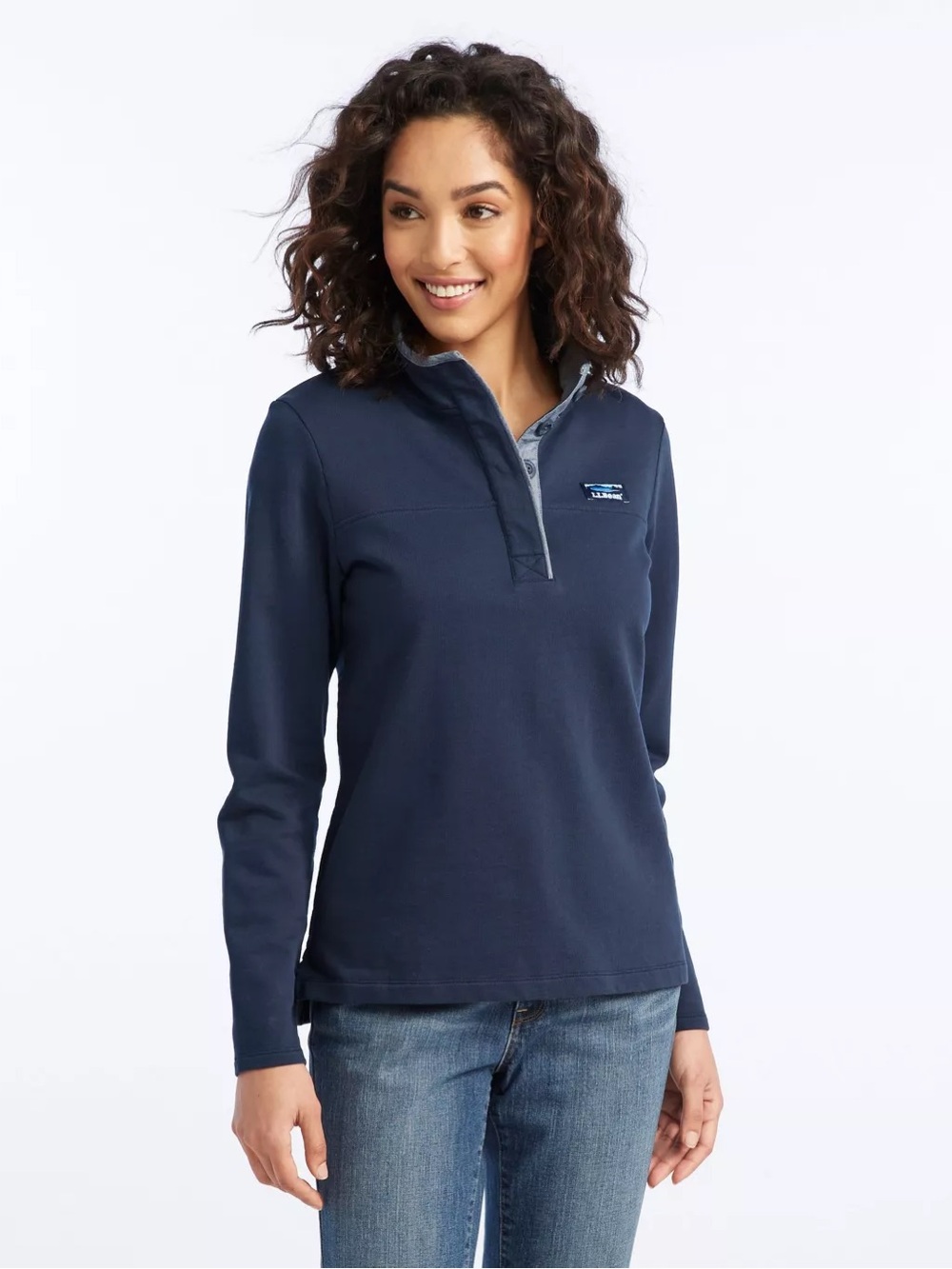 L.L. Bean Women's Navy Soft Cotton Rugby Shirt